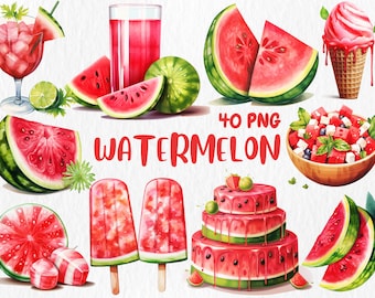 Watercolor Watermelon Clipart: Summer Fruit Graphics (Instant Download)