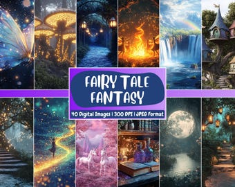 Fairy Tale Digital Paper: Whimsical Fantasy Backdrops (Digital Download)