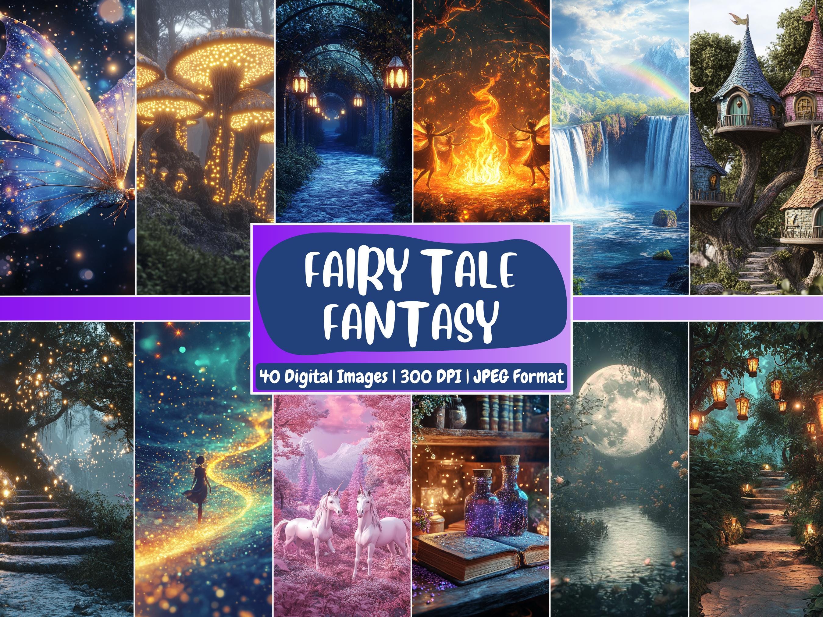 Fairy Tale Digital Paper: Whimsical Fantasy Backdrops (digital Download ...