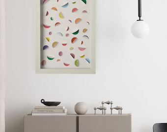 Handmade Paper Sculpture Wall Decor, 3D Layered Paper Art, Modern Minimalist Wall Hanging, Framed Home Office Decoration, Handmade Gift Idea