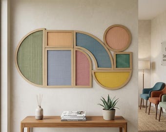 Geometric Yarn Wall Hanging | Eco-Friendly wool textile Art With wooden framed