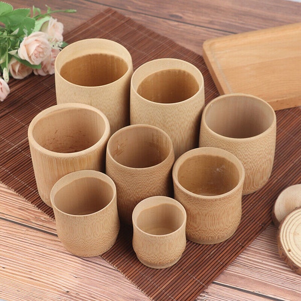 Natural Water Tea Beer Bamboo Carved Cup Coffee Juice Milk Drinking Mug Hot Cup.