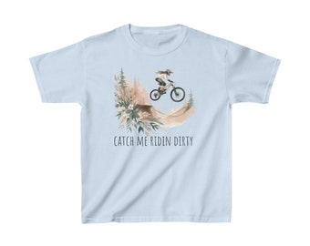 Girls Catch Me Ridin Dirty MTB Kids Heavy Cotton™ Tee