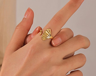 Gold Ginkgoblatt Ring: Eleganter Natur-inspirierter Statement Schmuck