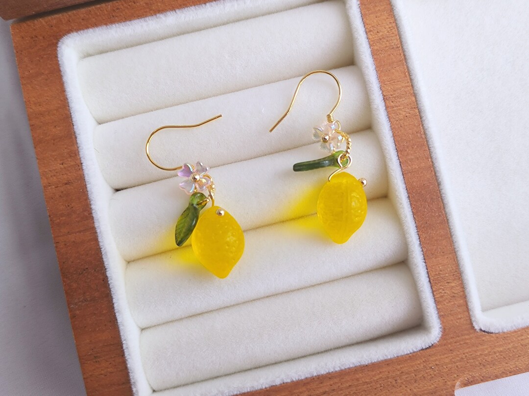 Lemon Fruit Earrings Cute Fruit Earrings Food Earrings Etsy.de