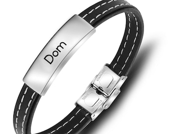 Dom - Personalized leather arm cuff. Daddy dom bracelet gift for him