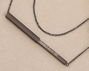 Good Girl - Hidden message necklace, Retractable necklace with secret message, Dom sub gifts for her