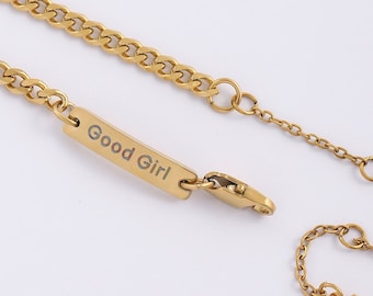 Good Girl - Ankle bracelet dom sub jewelry, Discreet day engraved ankle dom sub gifts