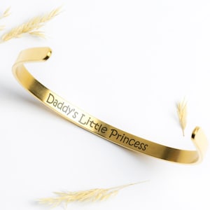 Daddy&#39;s Little Princess - Hidden message bracelet. Adjustable bracelet with secret message. Laser engraved bracelet for women