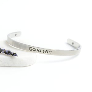 Good girl with hidden message bracelet dom sub jewelry gifts for her, Secret message on elegant submissive bracelet.