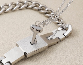 Good Girl Permanent locking bracelet with key lock pendant. Dom sub jewelry hidden message bracelet gift for her, Dom sub gifts for women.