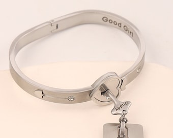 Juego de pulseras con llave y candado para parejas: collar de acero inoxidable y titanio para el día de la madre, regalo para ella, colgante con llave de amor.