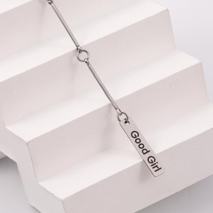 Good Girl necklace - discreet day collar dom sub gifts, bamboo name necklace