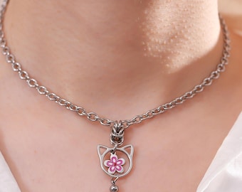 Collier de jour verrouillable - Ras de cou oreilles de chaton avec joint torique, bijoux de soumission discrets, cadeau permanent 24h/24 et 7j/7 avec options de verrouillage