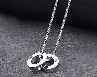 Collar de aro O para niña buena: colgante de acero inoxidable con nombre y cuentas