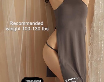 Gorean Kajira high slit dress, backless dress nightie for women, sheer nightgown, double slit dress