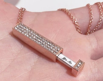 Yes Sir - Hidden message necklace, Retractable necklace with secret message, Dom sub gifts for her