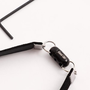 Good Girl Locking Permanent Hex Lock dom sub jewelry. Leather collar  Custom engraved hex lock dom sub gifts