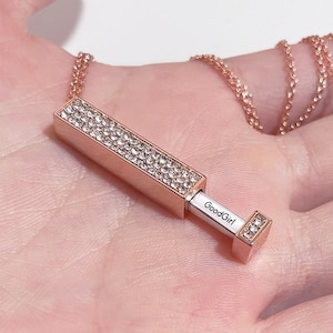 Good girl - Hidden message necklace, Retractable necklace with secret message, Dom sub gifts for her