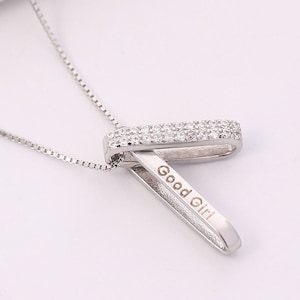 Good girl - Hidden in plain sight message necklace. Dom sub jewelry gifts for her, 925 Sterling Silver