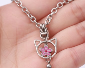 Collier de jour verrouillable - Ras de cou oreilles de chaton avec joint torique, bijoux de soumission discrets, cadeau permanent 24h/24 et 7j/7 avec options de verrouillage
