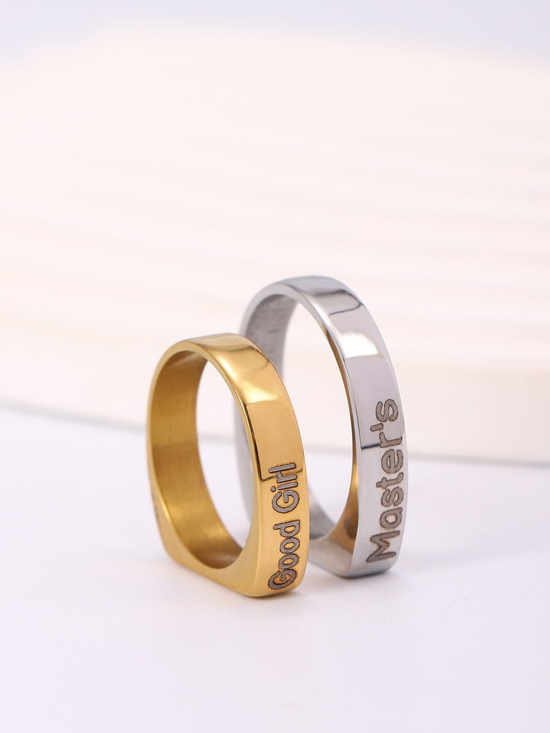 Engraved Matching Couple Rings, Hidden in Plain Sight Message Rings ...