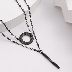 Good Girl name bar necklace, Discreet day collar O ring necklace Dom sub gifts for her