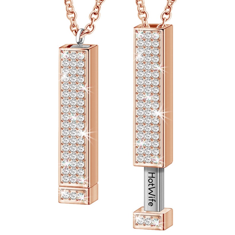Hotwife jewelry - Hidden message necklace, Retractable necklace with secret message, Elegant Jewelry Dom sub gifts for her image 2
