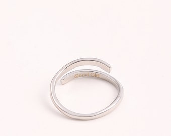Good Girl Hidden Message Ring, Dom Sub Jewelry 925 Sterling Silver