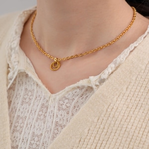Låsbart halsband med dubbel O-ring, diskret halsband med låsfunktion, Dom sub-smycken, permanent evighetshalsband med låsalternativ för henne