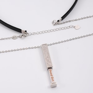 Good Girl - Leather choker with 925 Sterling Silver hidden message necklace, Dom sub Jewelry gifts for women, Submissive discreet day collar