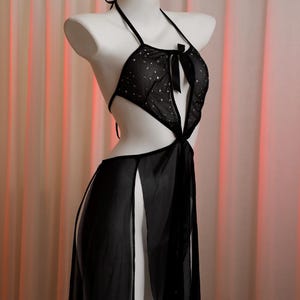 sheer black fishnet overlay dress lingerie inspired gothic glam Sheer Goth Dress