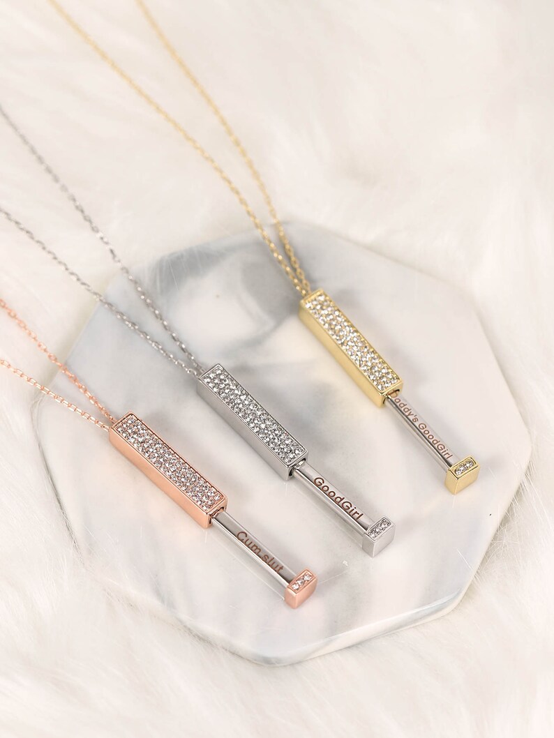 Hotwife jewelry - Hidden message necklace, Retractable necklace with secret message, Elegant Jewelry Dom sub gifts for her image 4