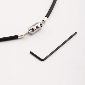 Good Girl Locking Permanent Hex Lock dom sub jewelry. Rubber Leather collar  Custom engraved hex lock dom sub gifts