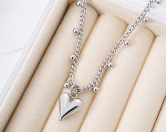 Collier de jour verrouillable - Ras de cou délicat avec pendentif en forme de coeur, bijoux de soumission discrets, cadeau permanent 24h/24 et 7j/7 avec options de verrouillage