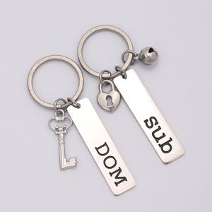 Custom Engraved Dom Sub Keychains: Stainless Steel Matching Jewelry