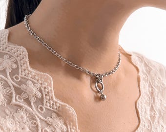 Locking day collar Dainty O ring choker with little bell, Discreet day collar as Dom sub Jewelry, 24/7 Permanent Gift with Locking Options
