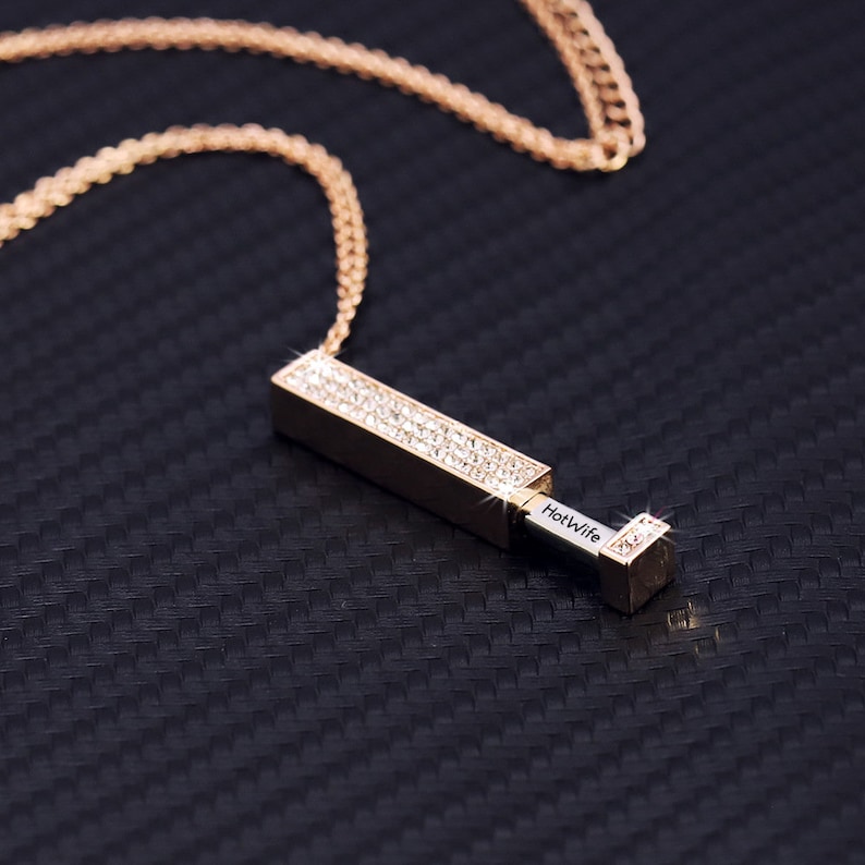 Hotwife jewelry - Hidden message necklace, Retractable necklace with secret message, Elegant Jewelry Dom sub gifts for her image 5