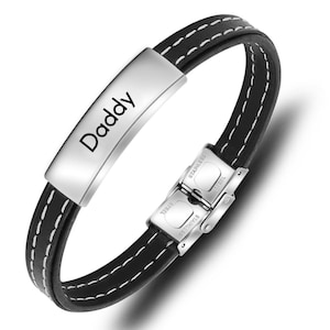 Master Daddy Custom Name Armband Geschenk für ihn, Leder Daddy Dom Armband