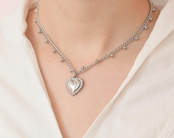 Collier de jour verrouillable - Ras de cou avec pendentif en forme de coeur, bijoux de soumission discrets, cadeau permanent 24h/24 et 7j/7 avec options de verrouillage