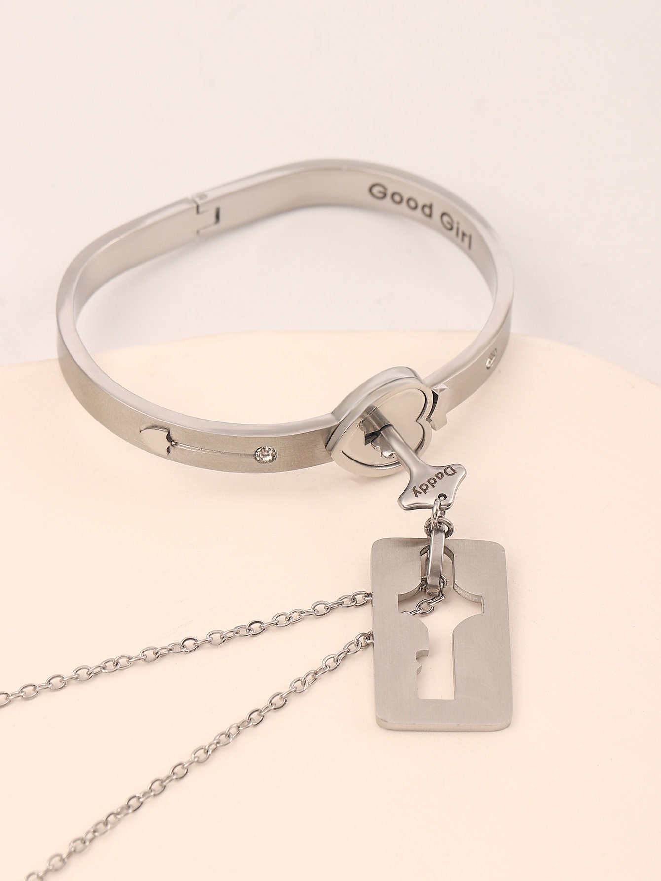 Good Girl Permanent Locking Bracelet With Key Lock Pendant. Dom