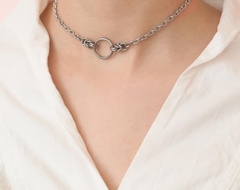 Collier de jour verrouillable - Ras de cou délicat avec joint torique Collier de jour discret comme bijou de Dom, cadeau permanent 24h/24 et 7j/7 avec options de verrouillage
