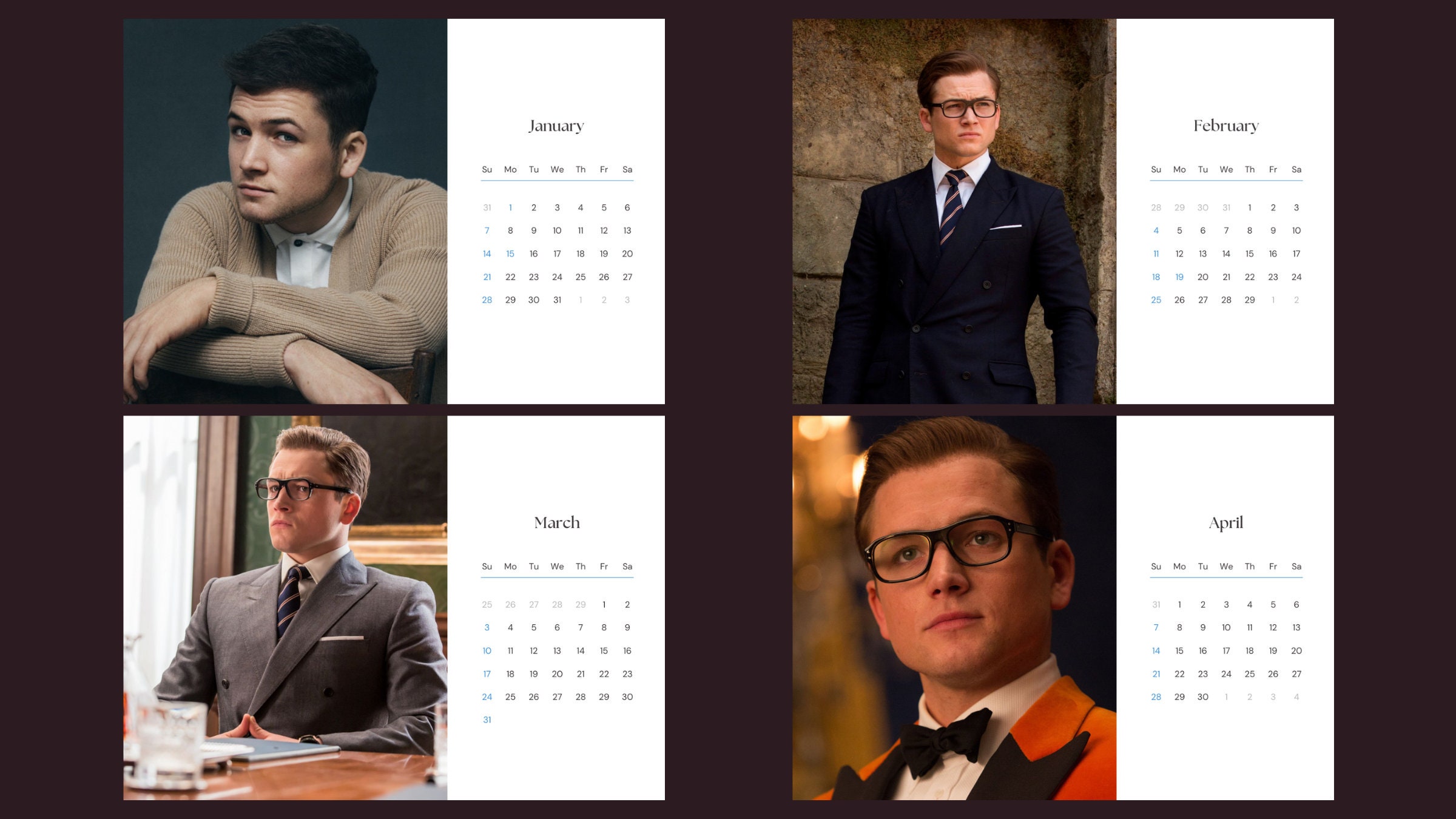 Taron Egerton 2024 Calendar Etsy