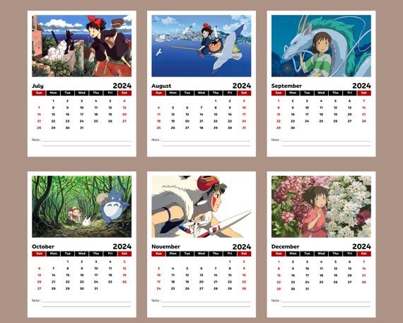 Agenda 2024 original jeu d'autocollants Ghibli Calendrier A5 de