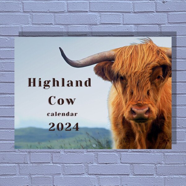 Highland Cow 2024 Calendars Etsy