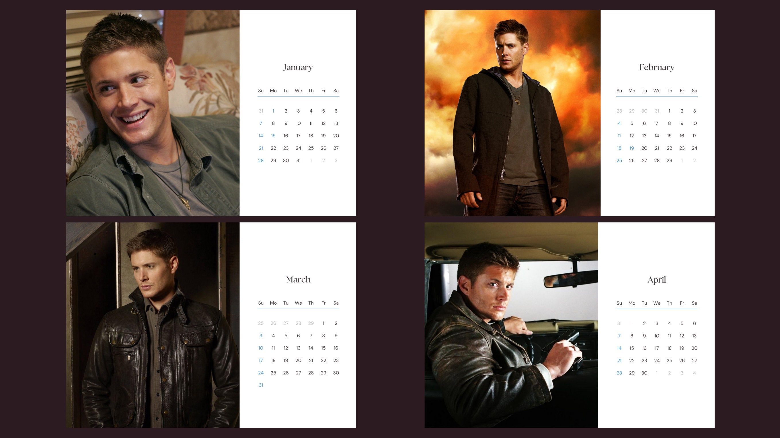 Jensen Ackles 2024 Calendar Etsy