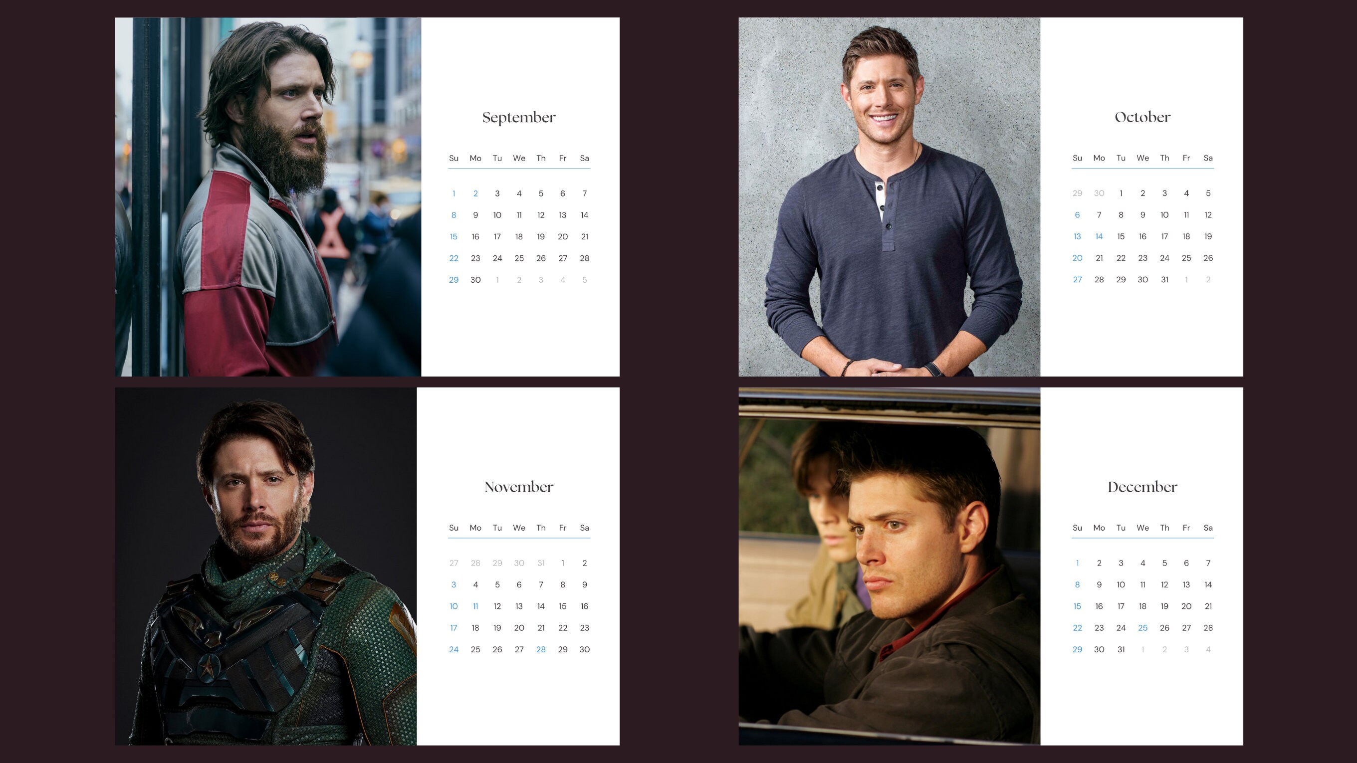 Jensen Ackles 2024 Calendar Etsy