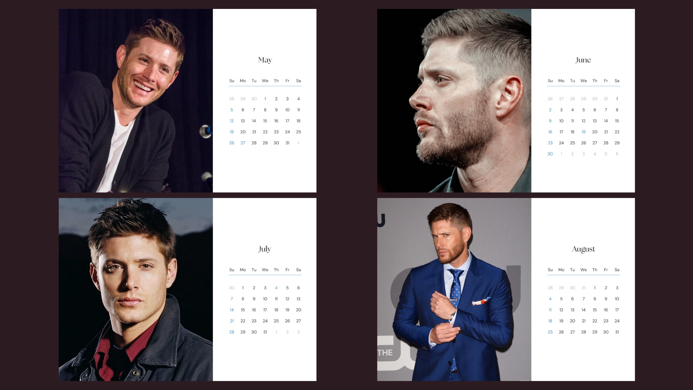 Jensen Ackles 2024 Calendar Etsy