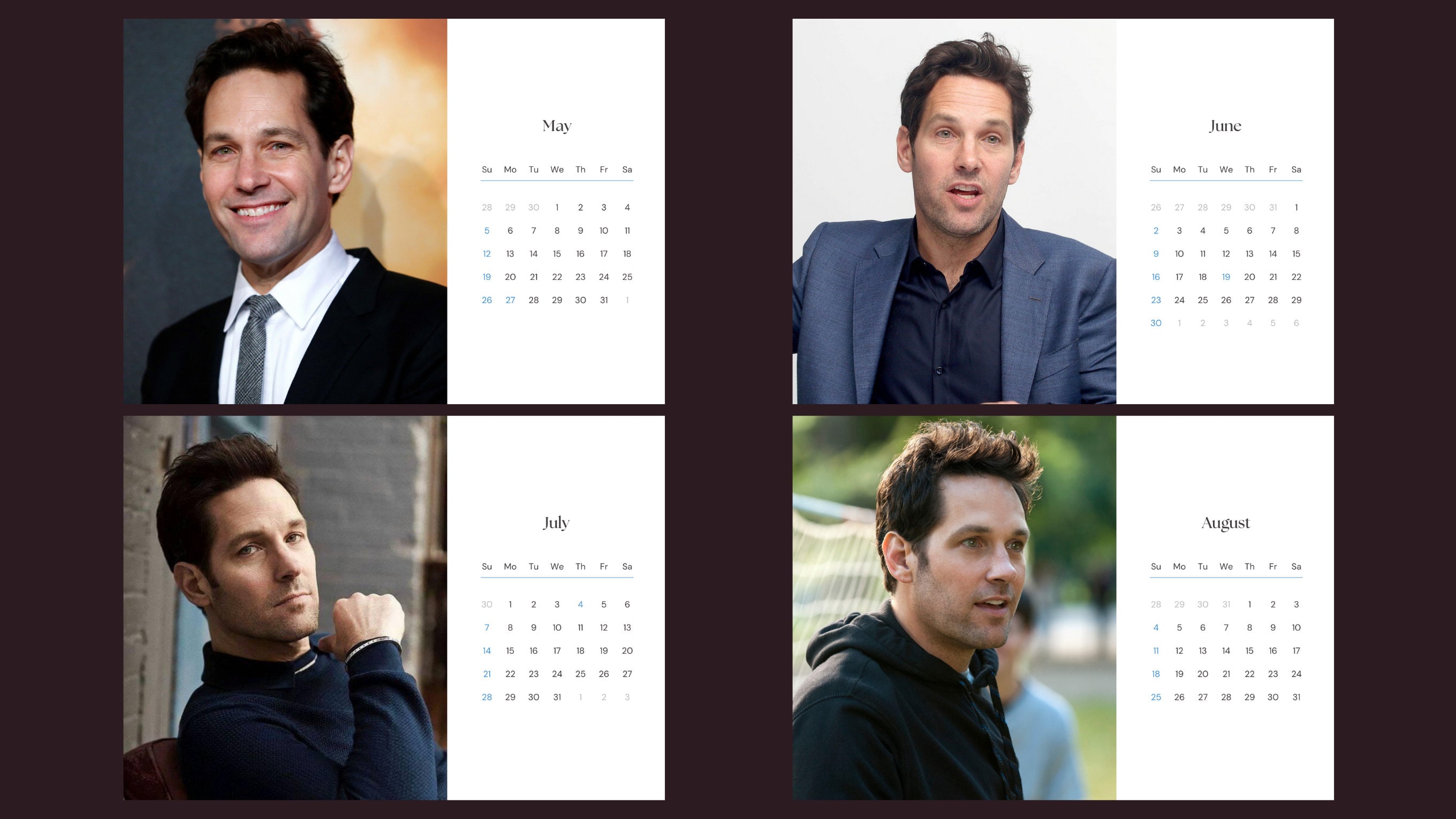 Paul Rudd 2024 Calendar Etsy