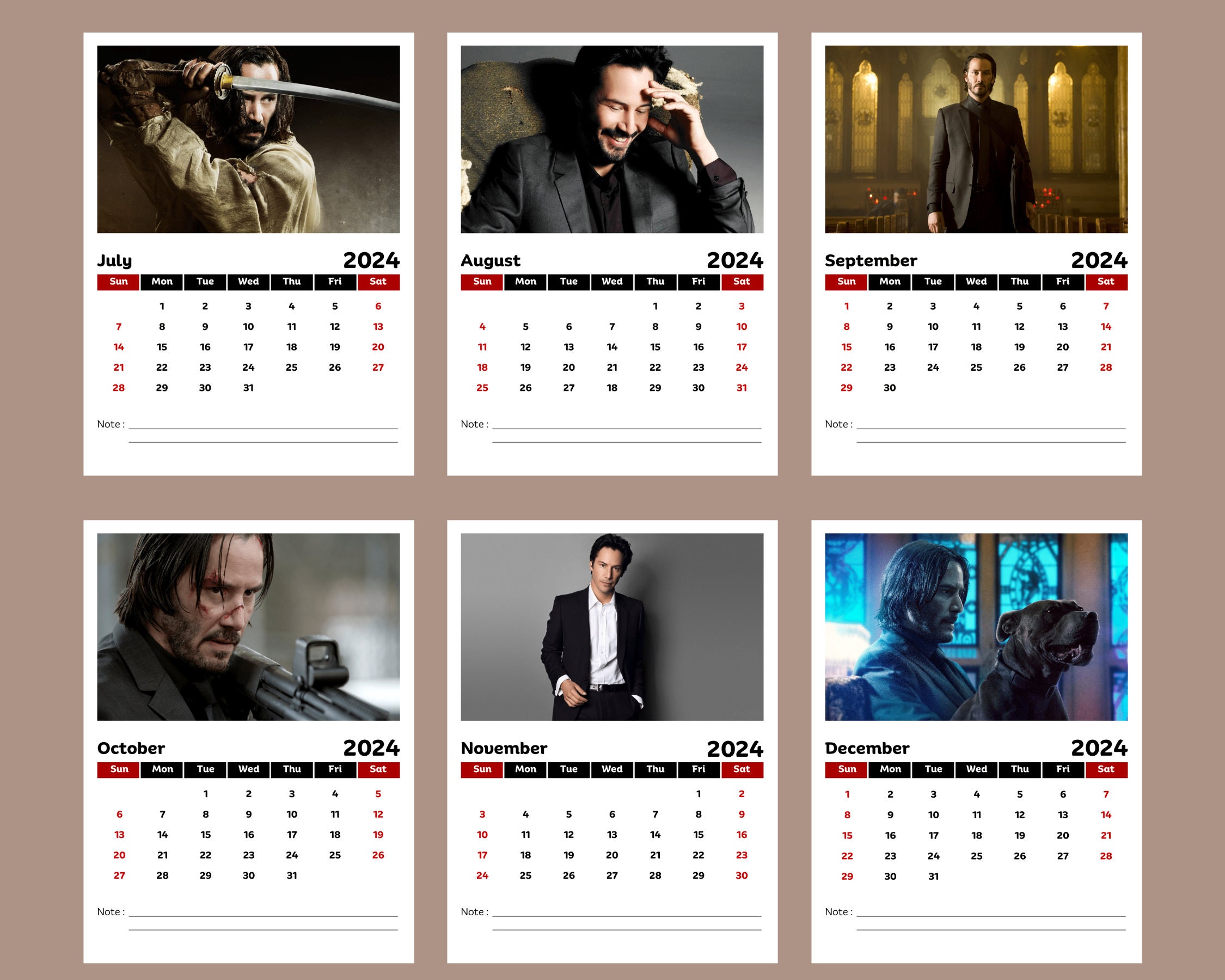 Keanu Reeves 2024 Calendar Etsy